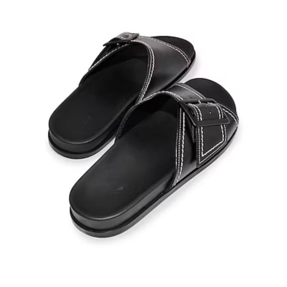 COS Contrast-Stitch Buckled Leather Slides - Picture 4 of 16